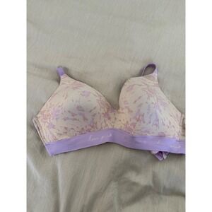 PINK Victoria's Secret Wireless‎ Bra 38DD Lightly Lined Lavender Abstract Print